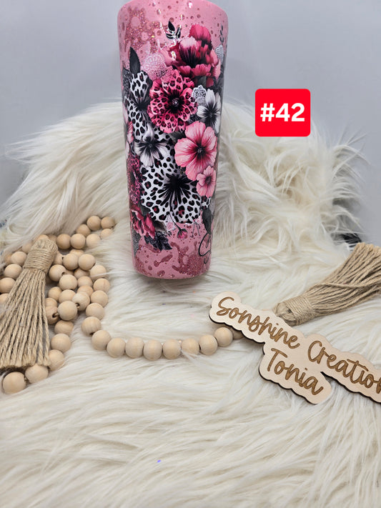 #42- Live Sale 09/14/2025 - 24 oz. Dual Flip: Pink Power wash Leopard Flowers