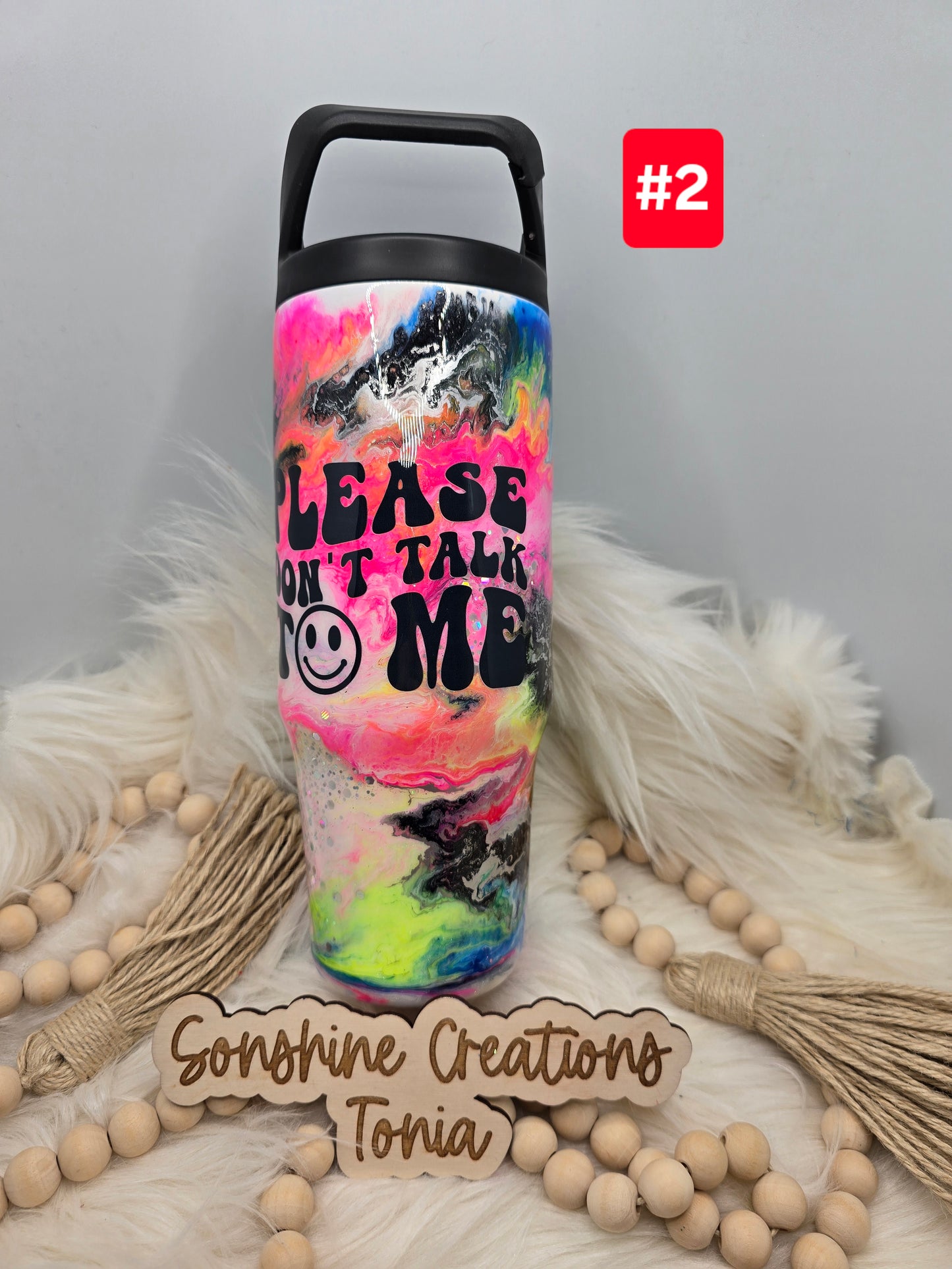 #2  Live Sale 3/15/2026 - 30oz Clipmate- Neon Marble "Please don't talk to me"