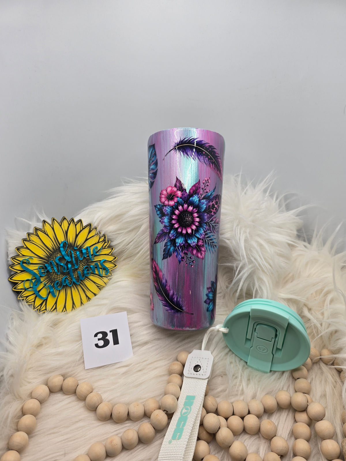 #31 - 24oz Dual Flip, mint lid - Leopard Foil with Stay Wild