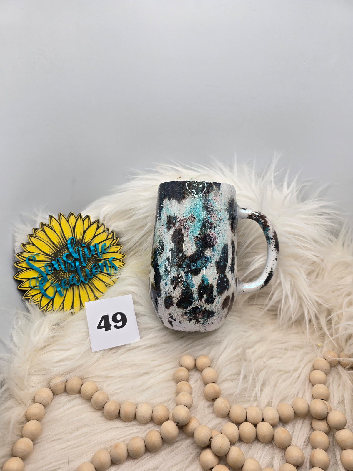 #49 - 16oz Coffee Mug - Cow Foil with Beautifully Broken