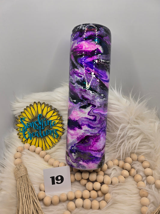 #19 - 35oz Skinny- Purple black glitter swirl