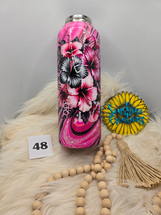 #48 - 40oz Hydro Duo - Hydrodipping with Pink & Black Flowers