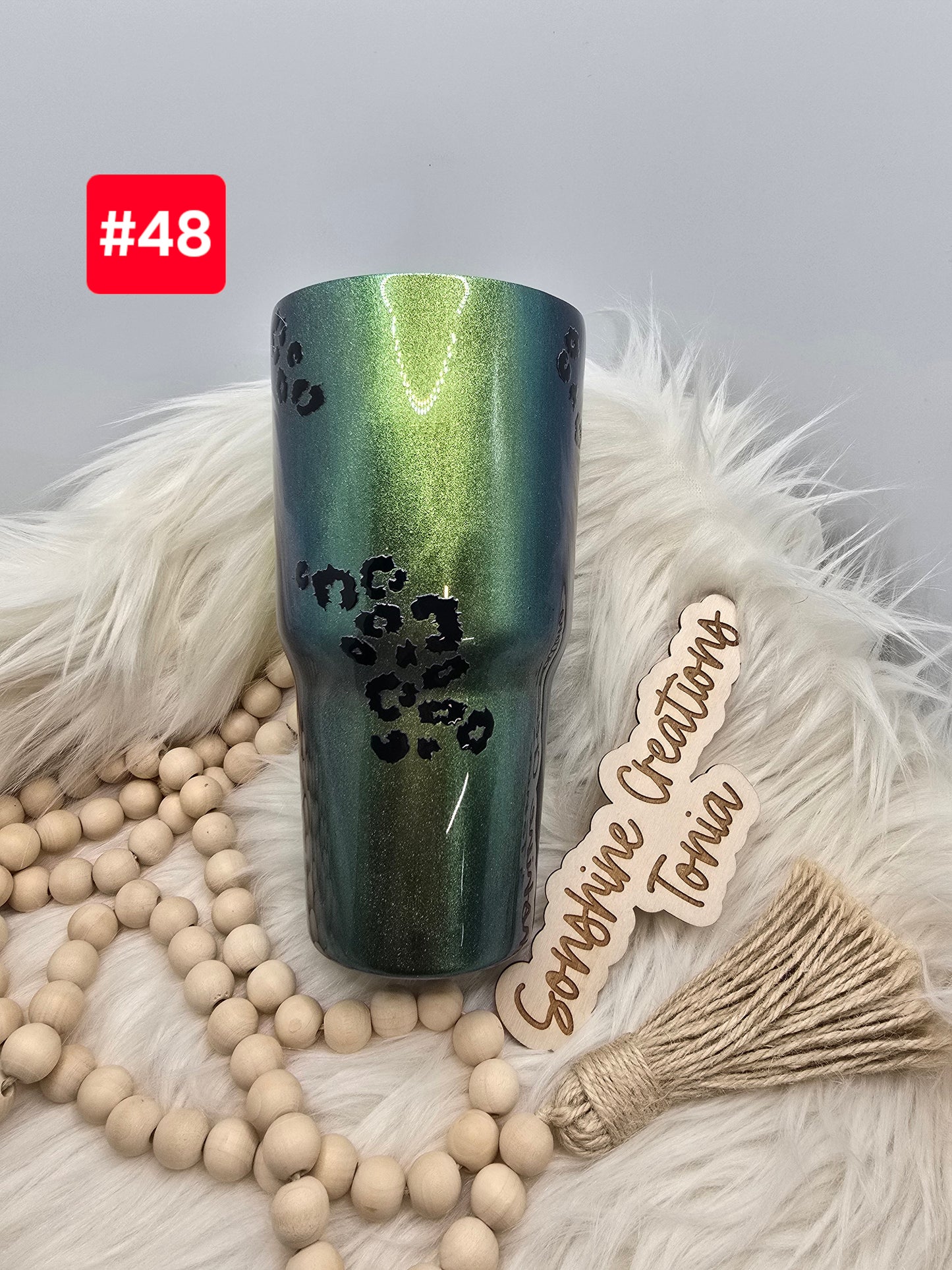 LIVE SALE 5/042025 - #48- 30oz curve: Leopard Sunflower "Stronger than the storm"