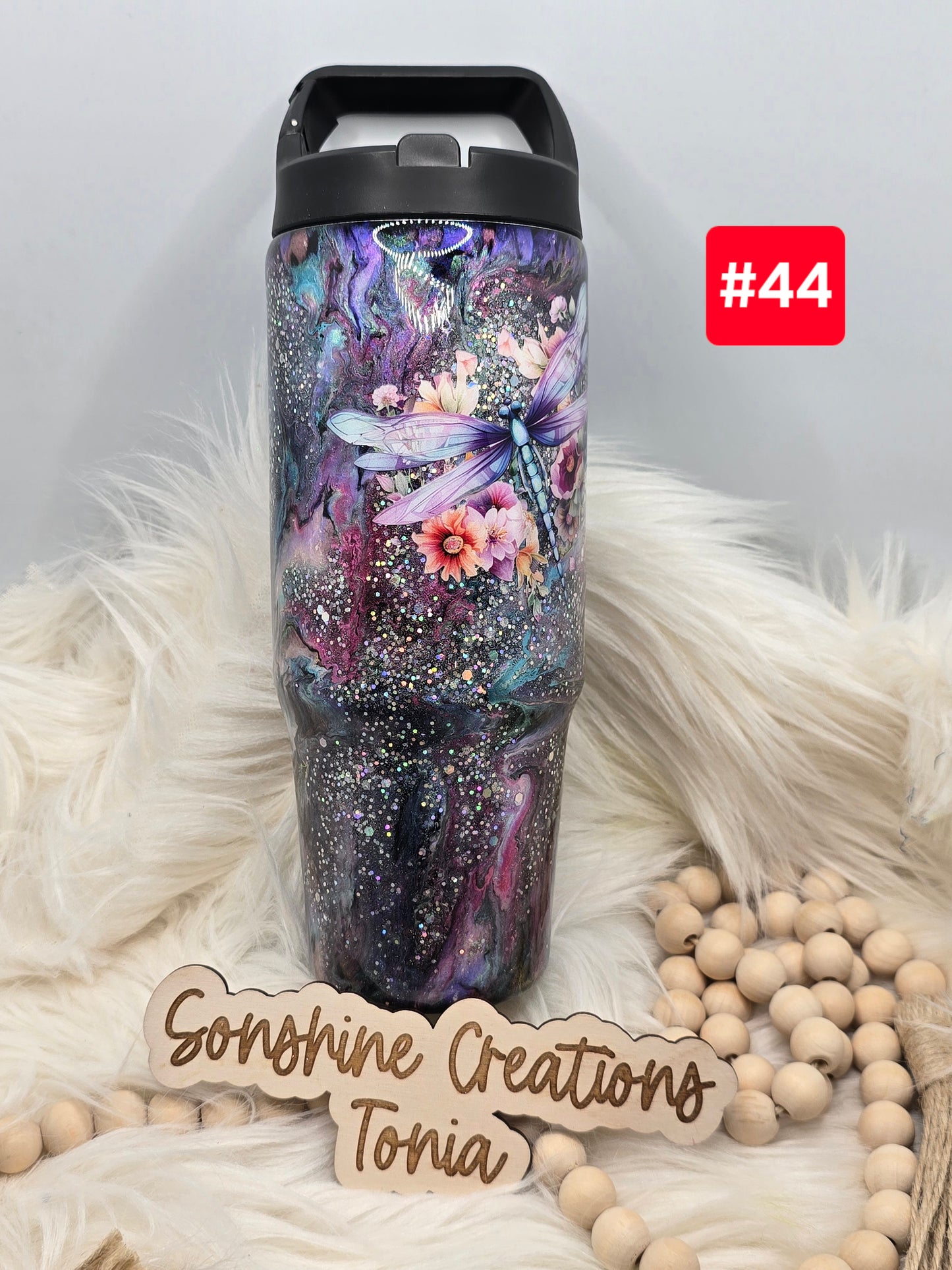 #44 Live Sale 2/01/2026 - 30oz Clipmate- Purple floral dragonfly