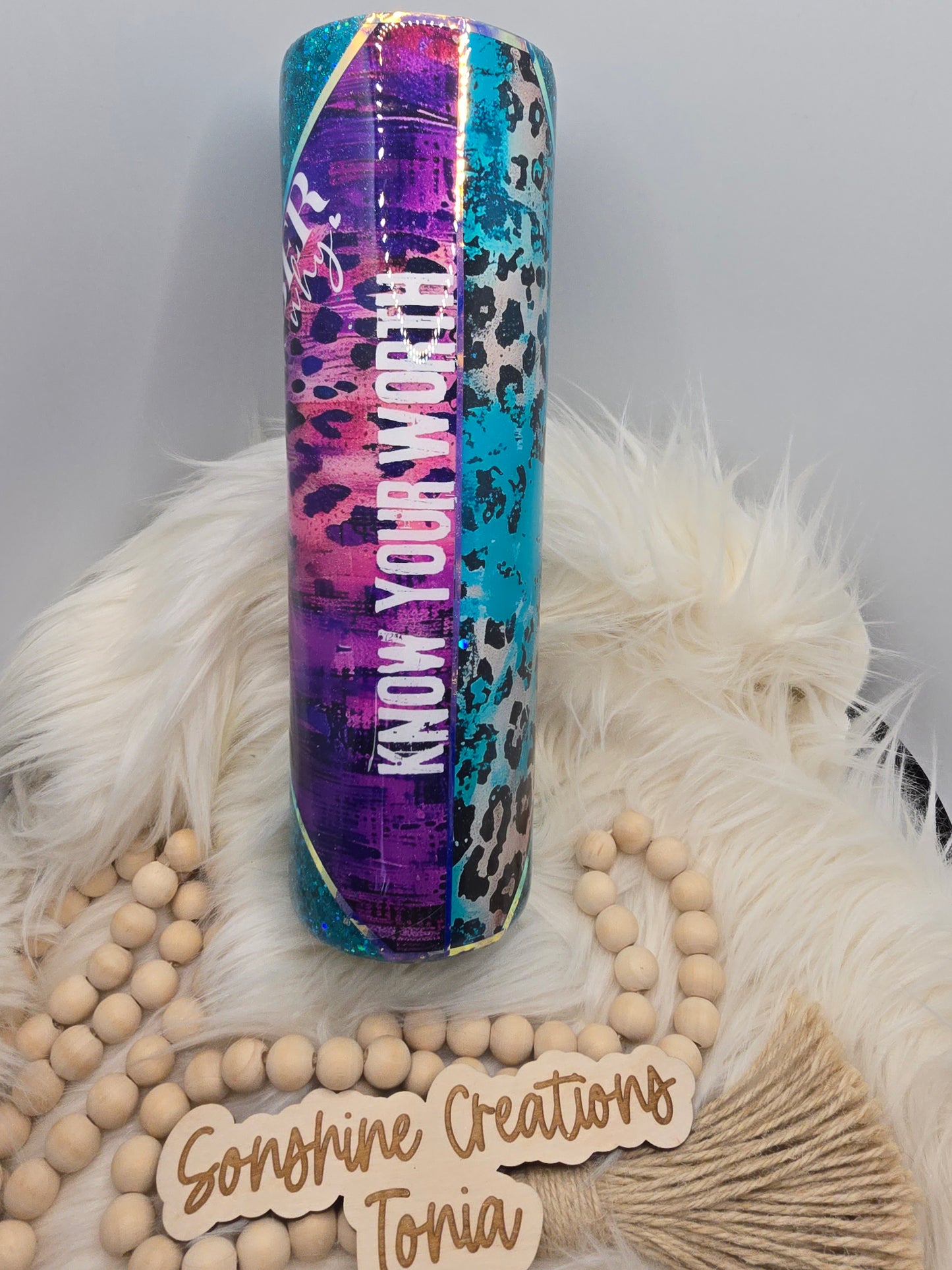 Birthday Drop 06/06/2025 - 35oz Duo- Purple Teal Leopard vinyl " Remember your Why, Chase your dreams, Know your Worth"