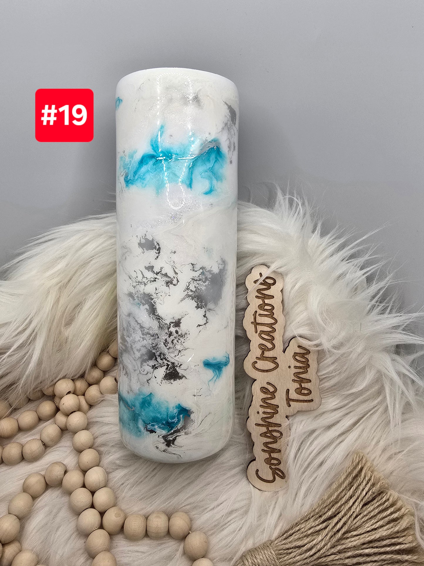 LIVE SALE 5/042025 - #19- 30oz Skinny: Blue eyed leopard blue elegance