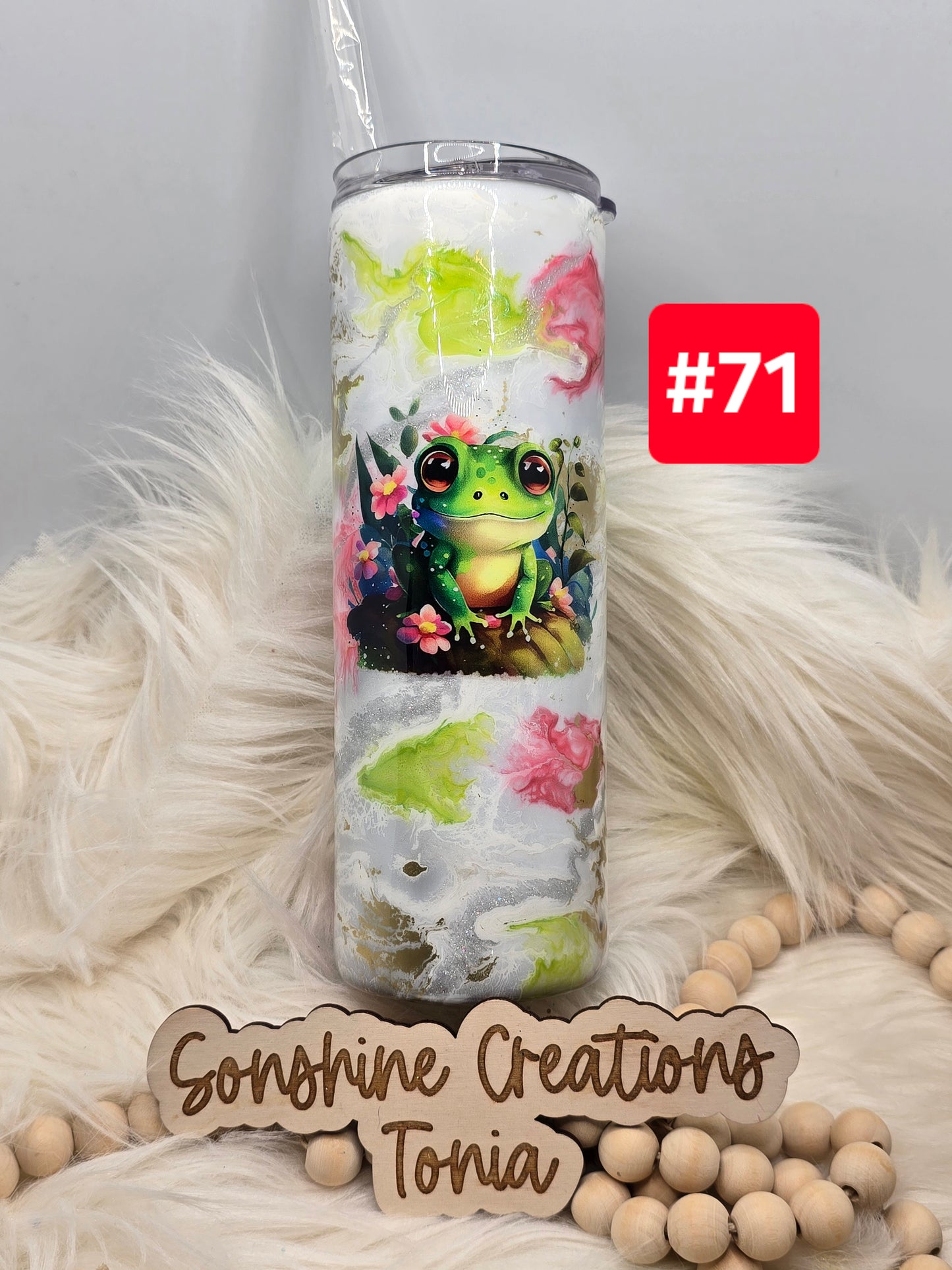 #71 Live Sale 2/01/2026 - 20oz Skinny- Green pink elegance- Frogs