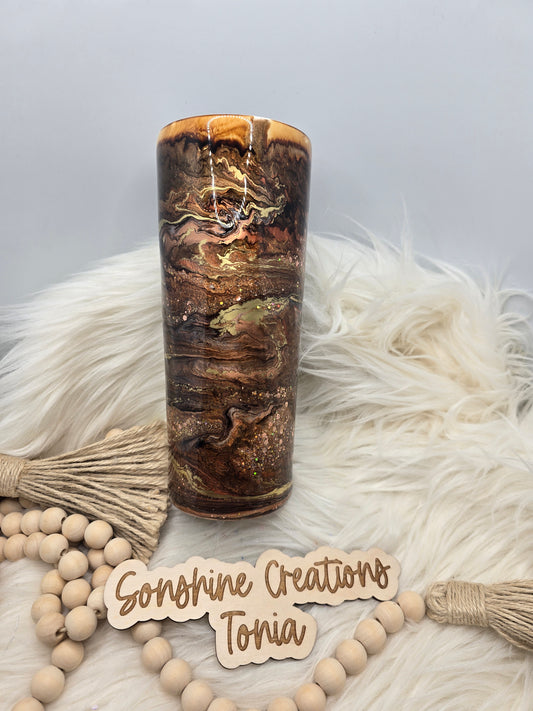 10/03/25 Tonia's Live Creations - 24oz Dual Flip - Caramel dancing eights (Can add decal)