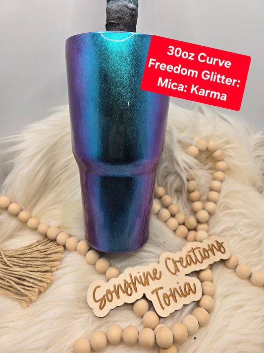 LIVE HYDRO DIP BASE 11/04/2025- 30oz curve- Freedom Glitter : Mica: Karma