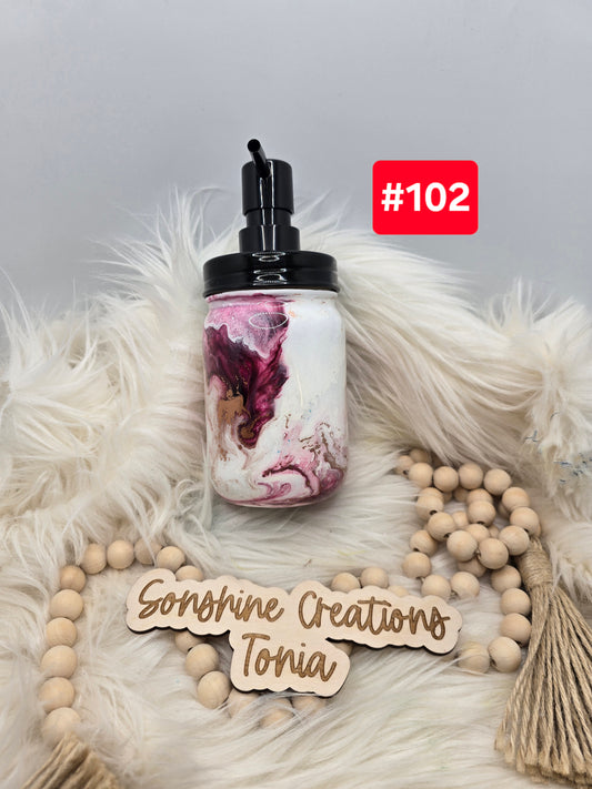 #102-Live Sale 12/07/2025 - 16oz soap dispenser- Burgundy copper ink swirl