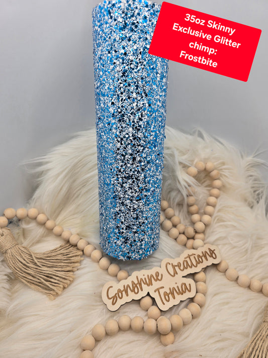 LIVE HYDRO DIP BASE 11/04/2025- 35oz Skinny- Exclusive Glitter Chimp: Frostbite