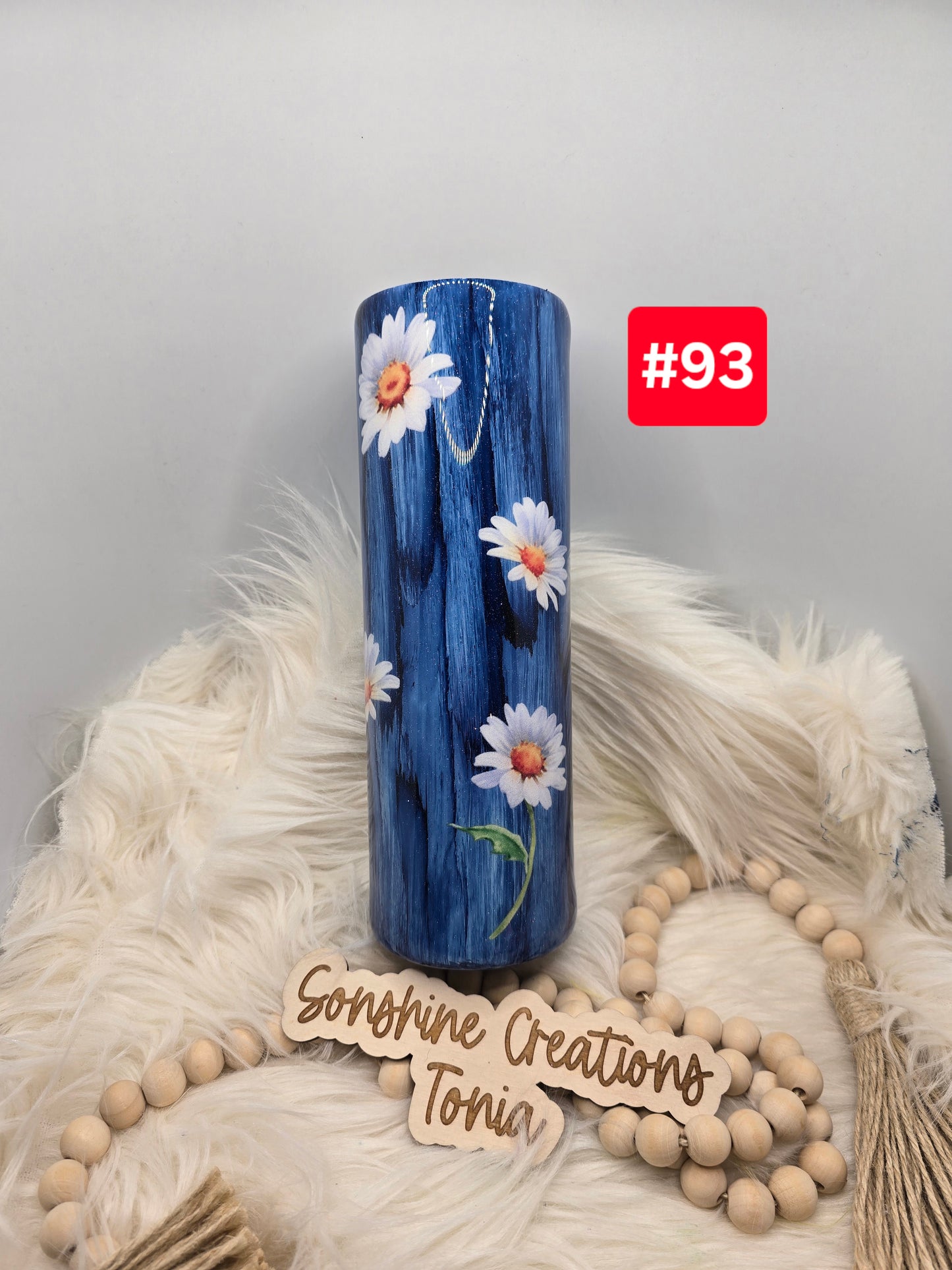 #93 Live Sale 2/01/2026 - 30oz Skinny- Denim woodgrain- Daisies- Gather Courage like wildflowers