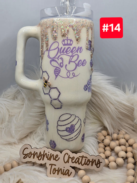 #14 Live Sale 2/01/2026 - 40oz Handle- Purple Queen Bee peakaboo w/ Bee charms