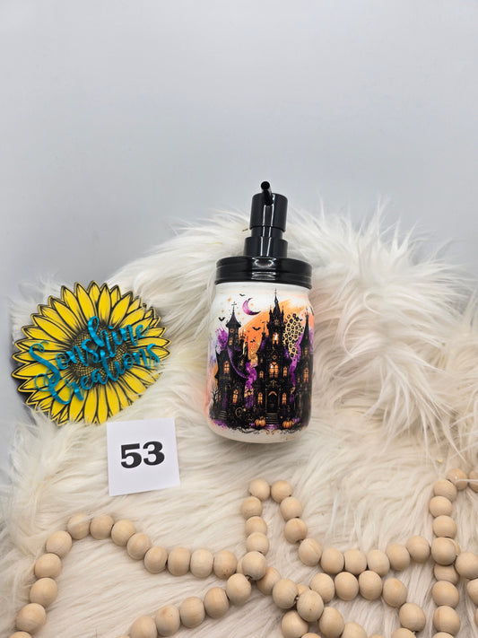 #53 - Soap Dispenser - Orange/Purple Elegance with Haunted House (glow)