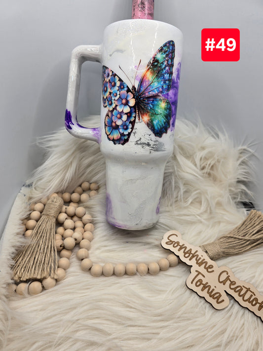 #49- Live Sale 09/14/2025 - 40 oz. Handle: Purple Elegance Butterfly