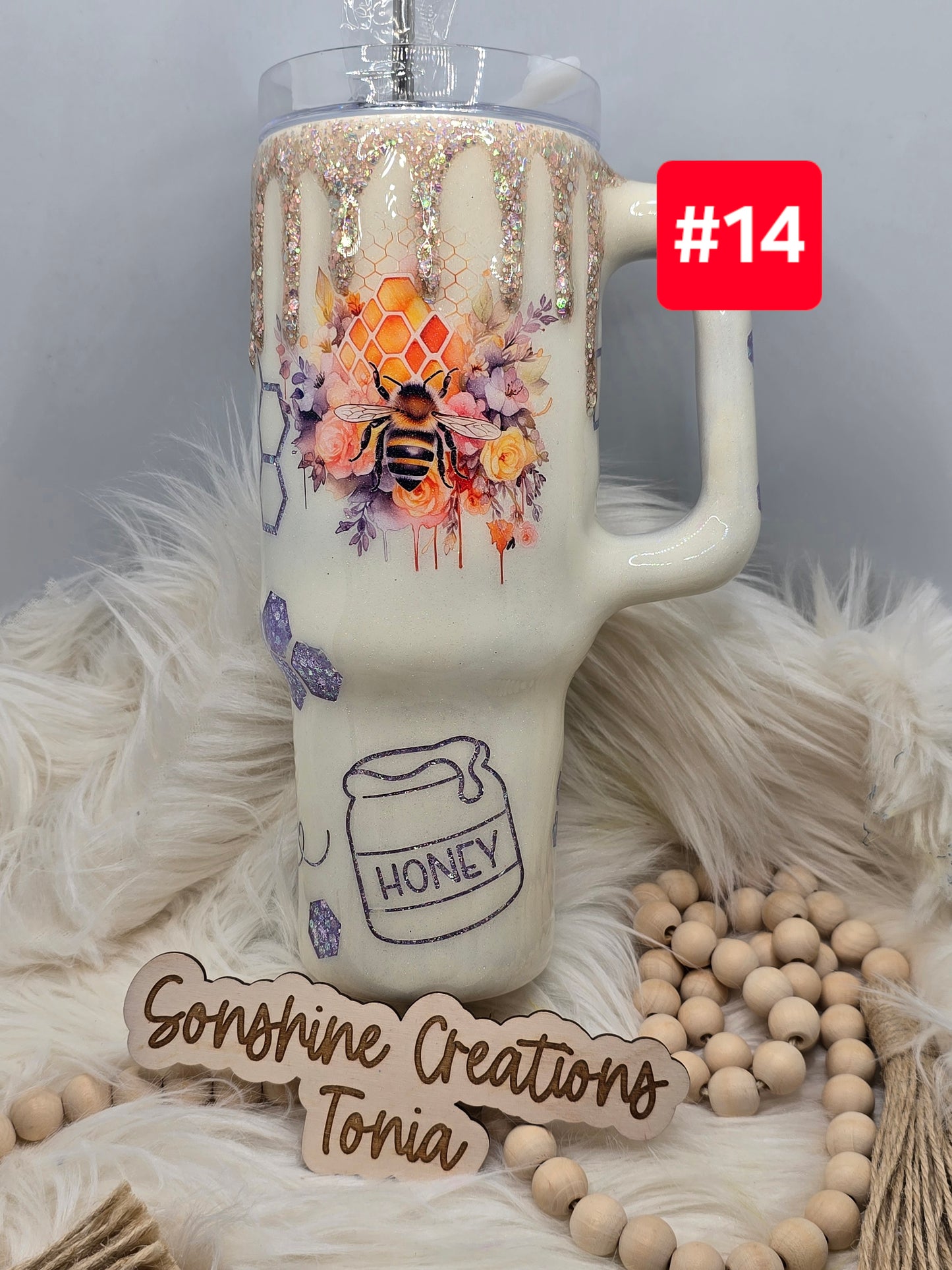 #14 Live Sale 2/01/2026 - 40oz Handle- Purple Queen Bee peakaboo w/ Bee charms