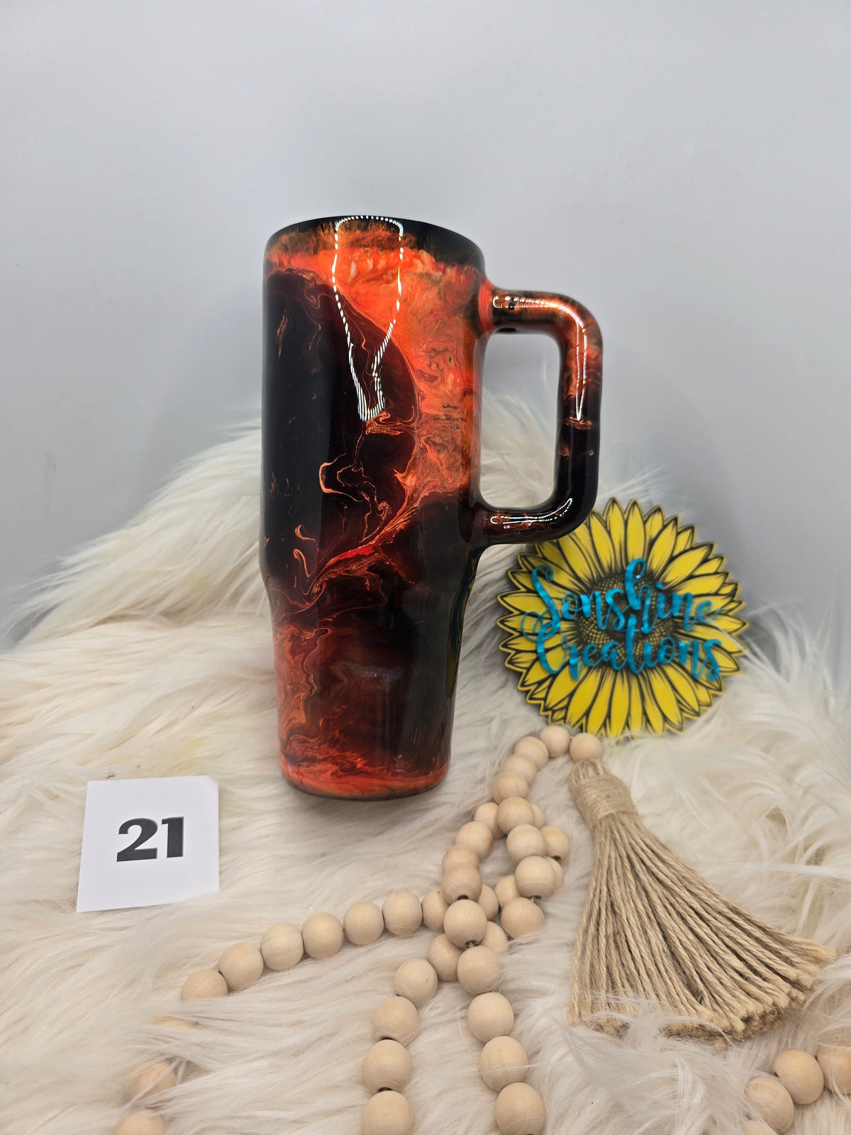 #21 - 30oz Big Swig - Orange & Black ink swirl - can add decal