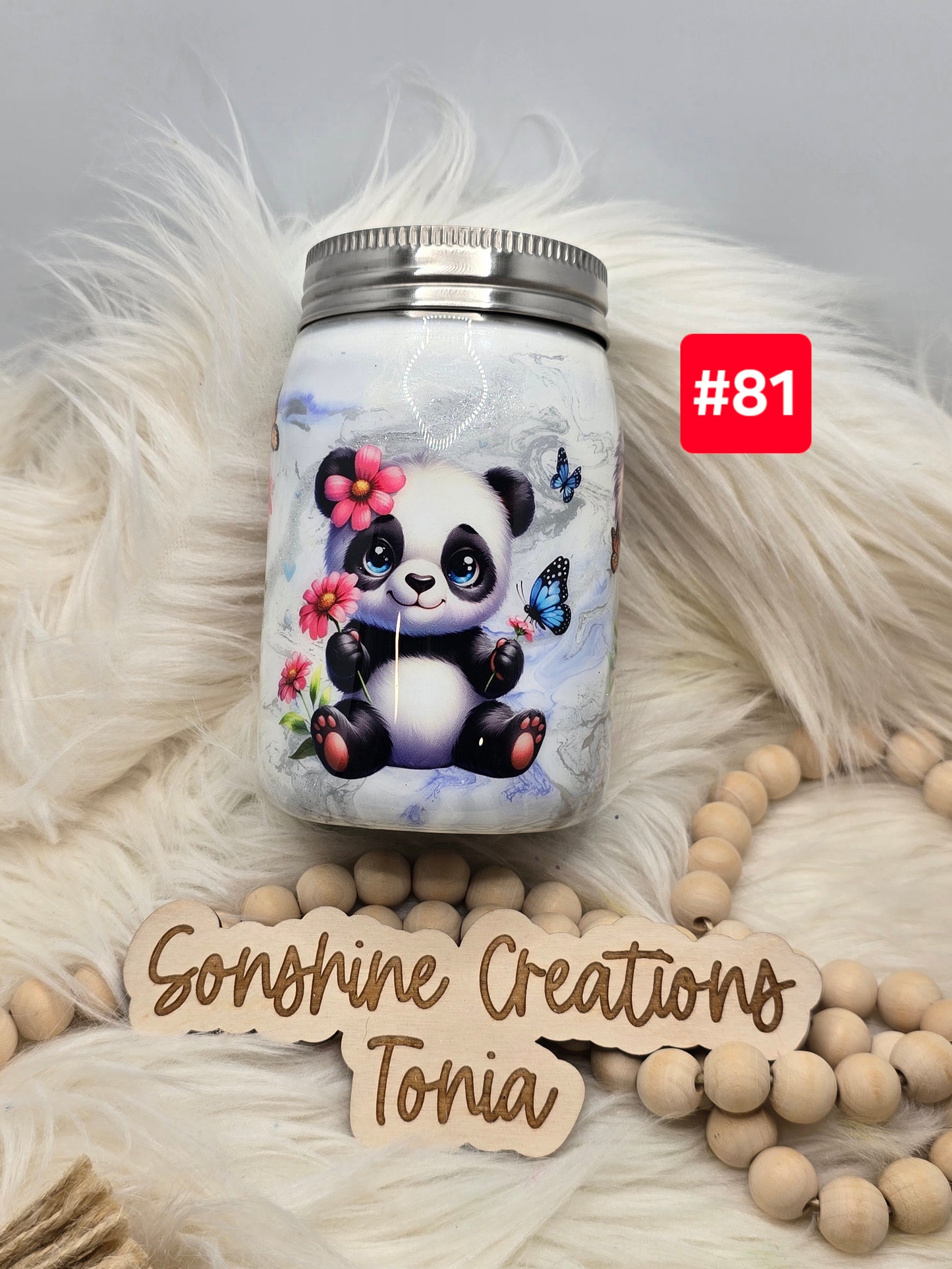 #81 Live Sale 2/01/2026 - 12oz Stainless mason jar- purple elegance- animals