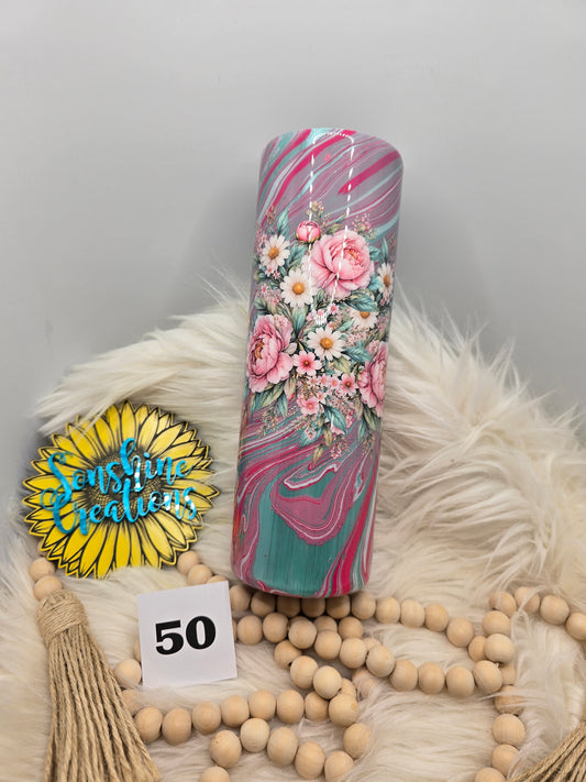 #50- 30oz Skinny- Metallic mint base hydro dipped