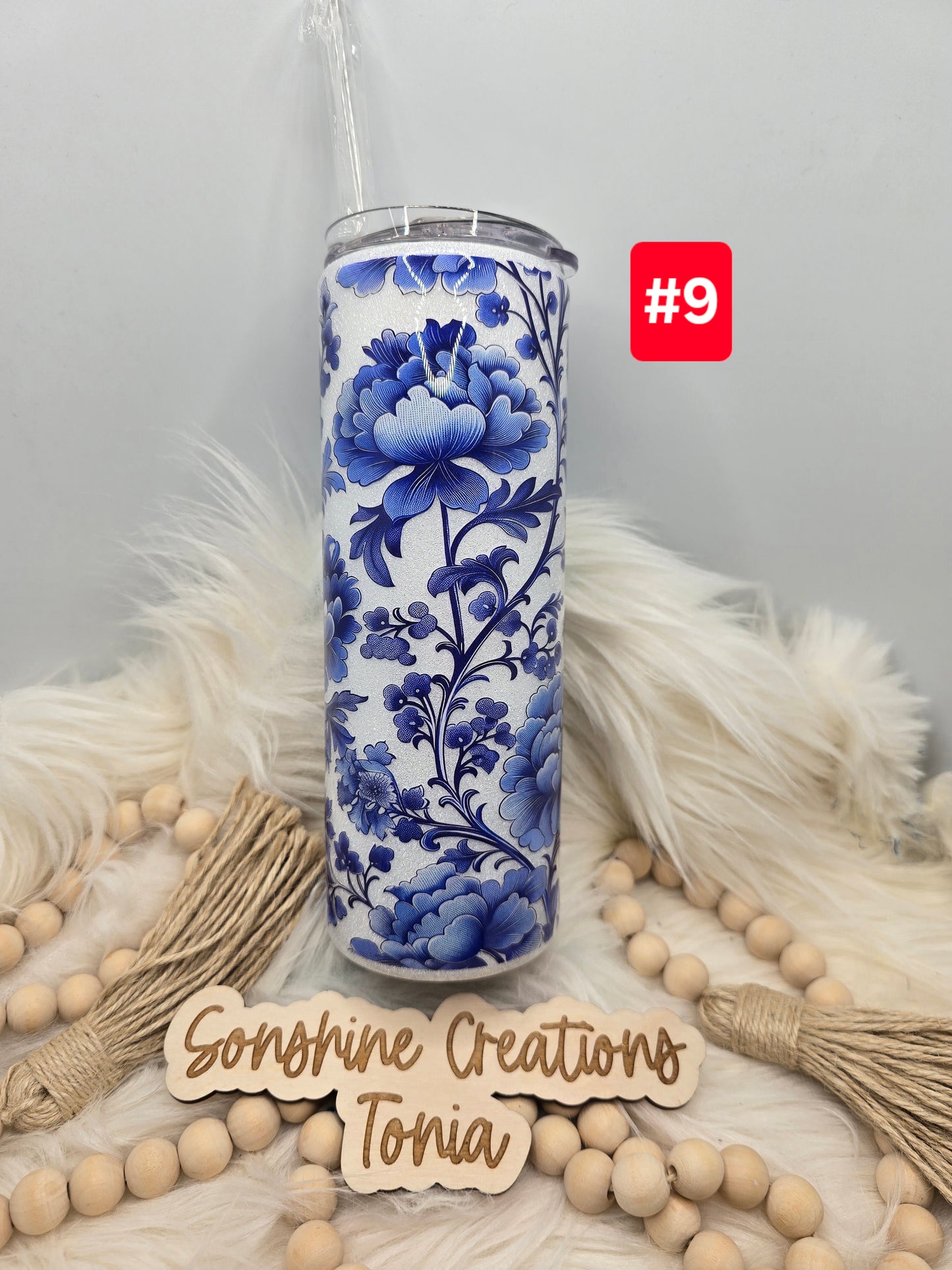 #9  Live Sale 3/15/2026 - 20oz Skinny- Blue flower wrap