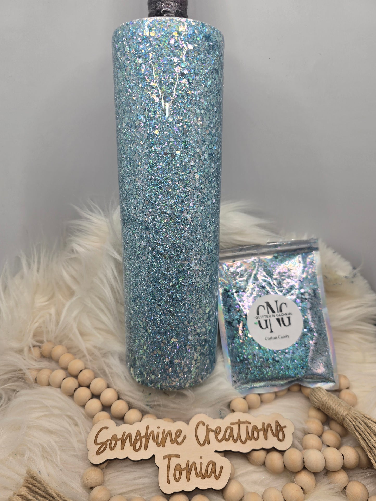 Live Hydrodipping base 6/30/26  7pm cst live- 35oz Skinny- Glitter N Glowin: Cotton Candy