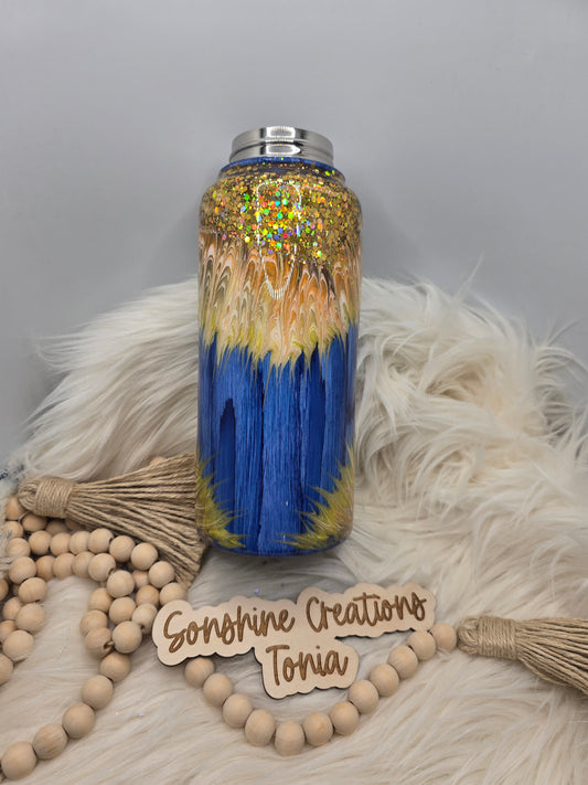 10/03/25 Tonia's Live Creations - 32oz Hydro Sport duo- Denim woodgrain with Sunflower