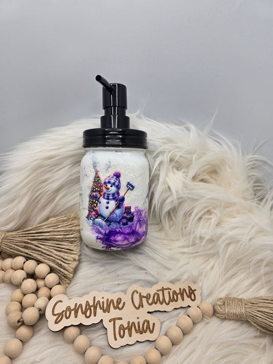 10/03/25 Tonia's Live Creations - 16oz Soap Dispenser- Purple Snowman