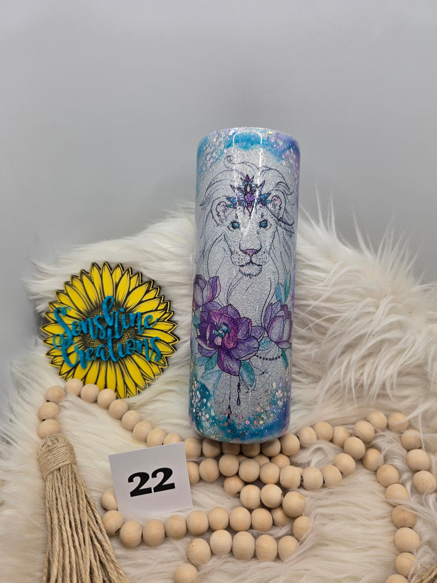 #22 - 20oz Skinny- Lion temp tattoo ink swirl