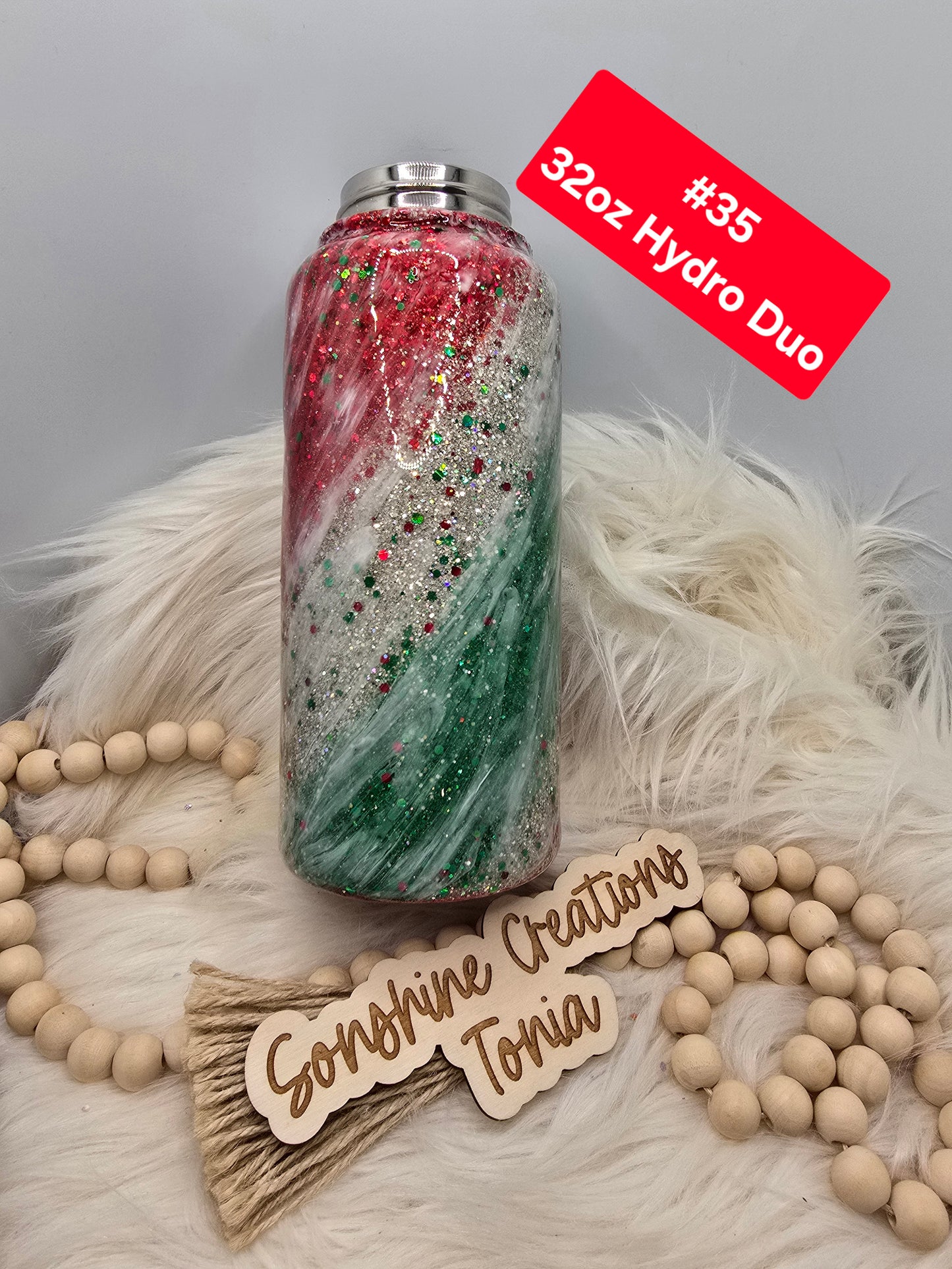 #35 Tonia's Live Creations : 32oz Hydro Duo- Christmas milkyway **Decal can be added**