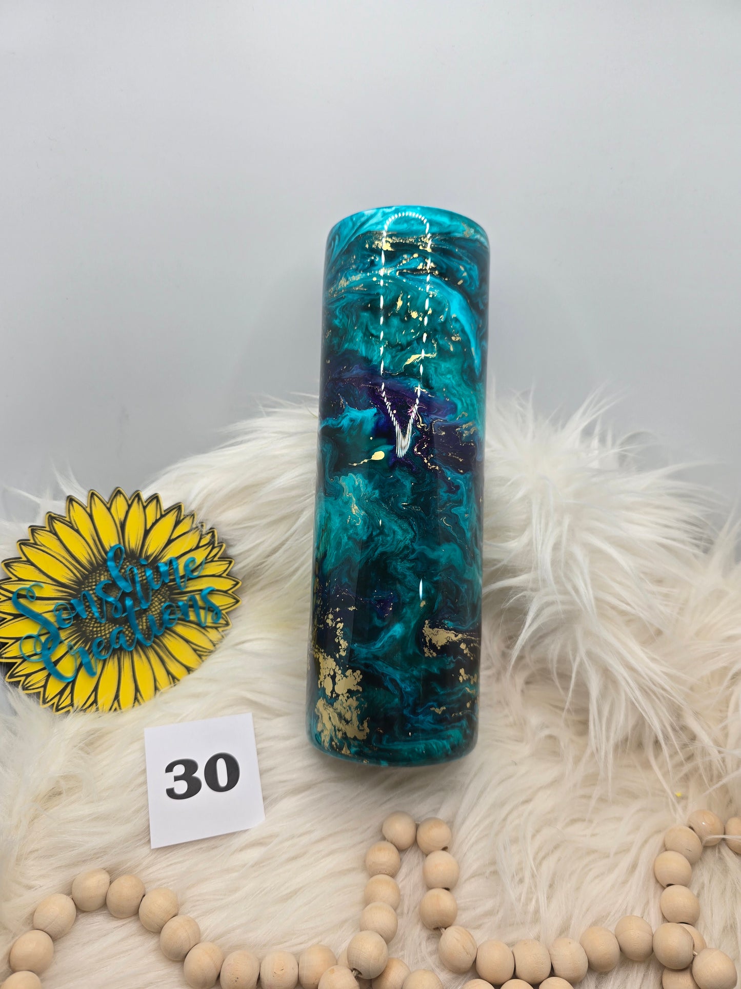 #30 - 30oz Skinny Duo - Teal/Purple Ink Swirl