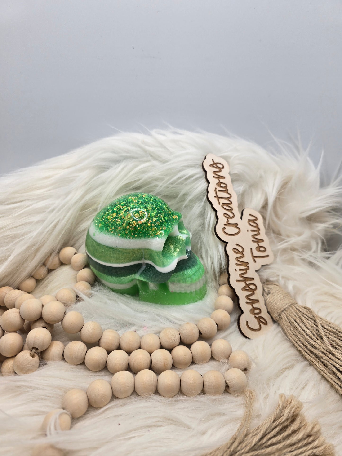 LIVE SALE 7/13/25 -Epoxy skull: Green