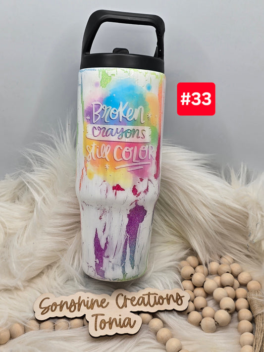 #33 Live Sale 2/01/2026 - 30oz Clipmate- Neon Crackle- Broken Crayons still color