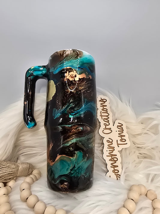 30 Grippy- Brown, Teal copper swirl