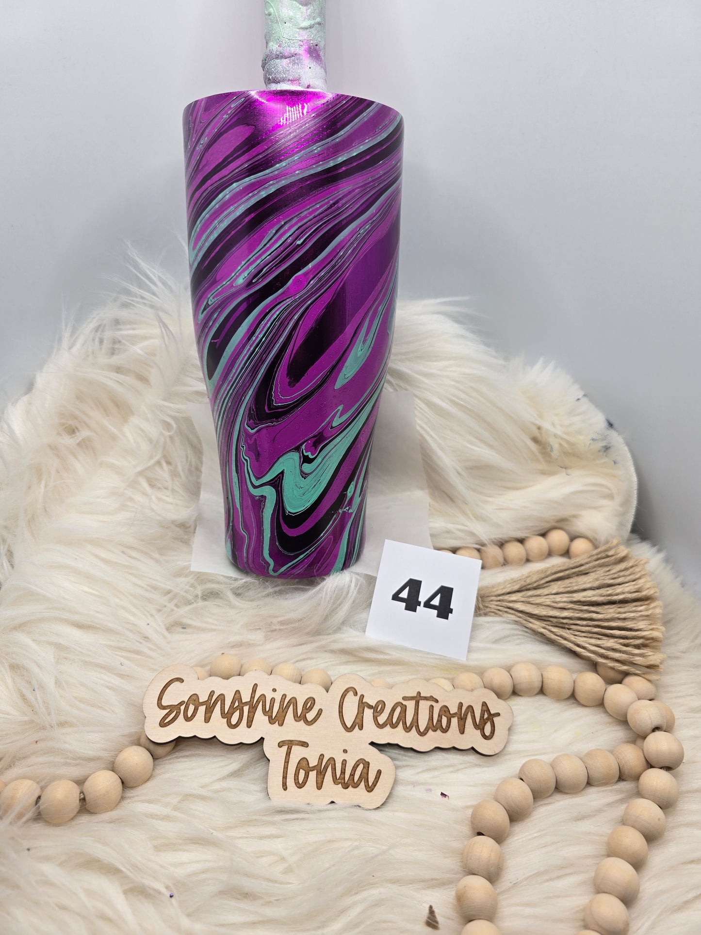 #44 Live Sale 5/31/2026 - 30oz Cup/caddy- Wicked stepmother- mint, purple black hydro dip
