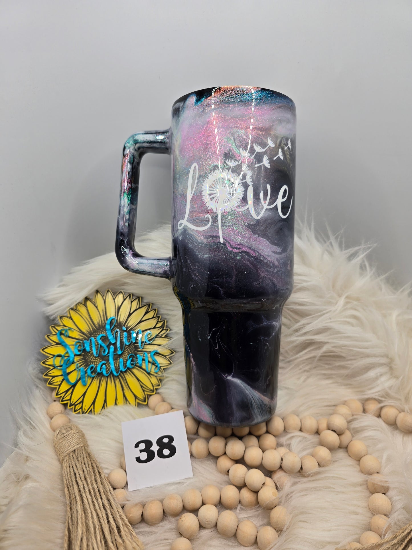 #38- 40oz Handle- WC diamond ink nebula- Love