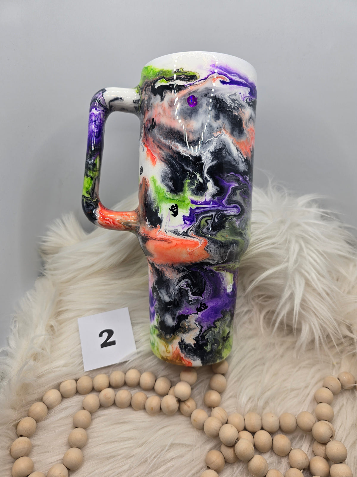 #2- 40oz handle- Halloween ink swirl (Glow)