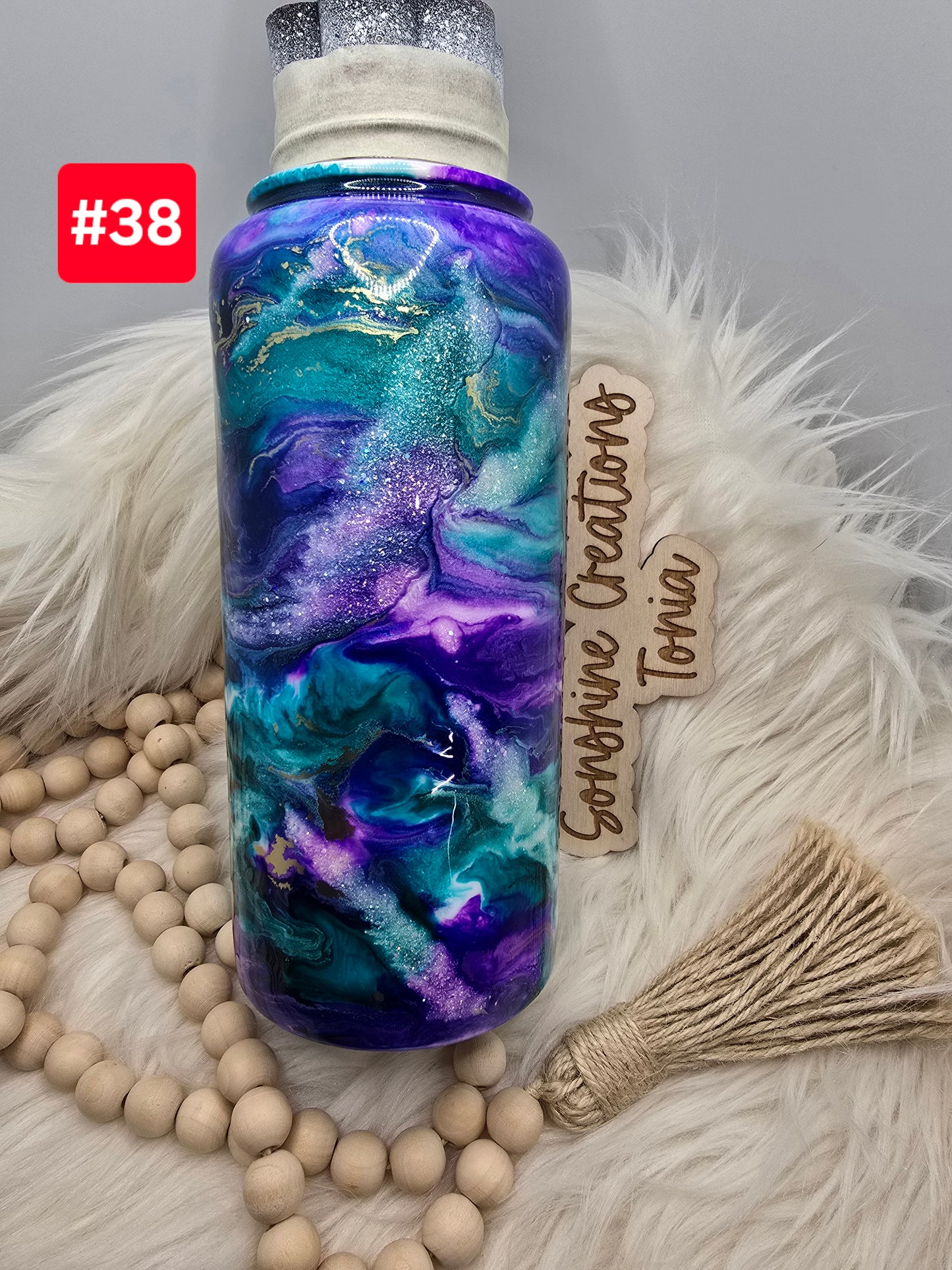 LIVE SALE 5/042025 - #38- 32oz Hydro Sport Duo- Tiger Purple teal swirl