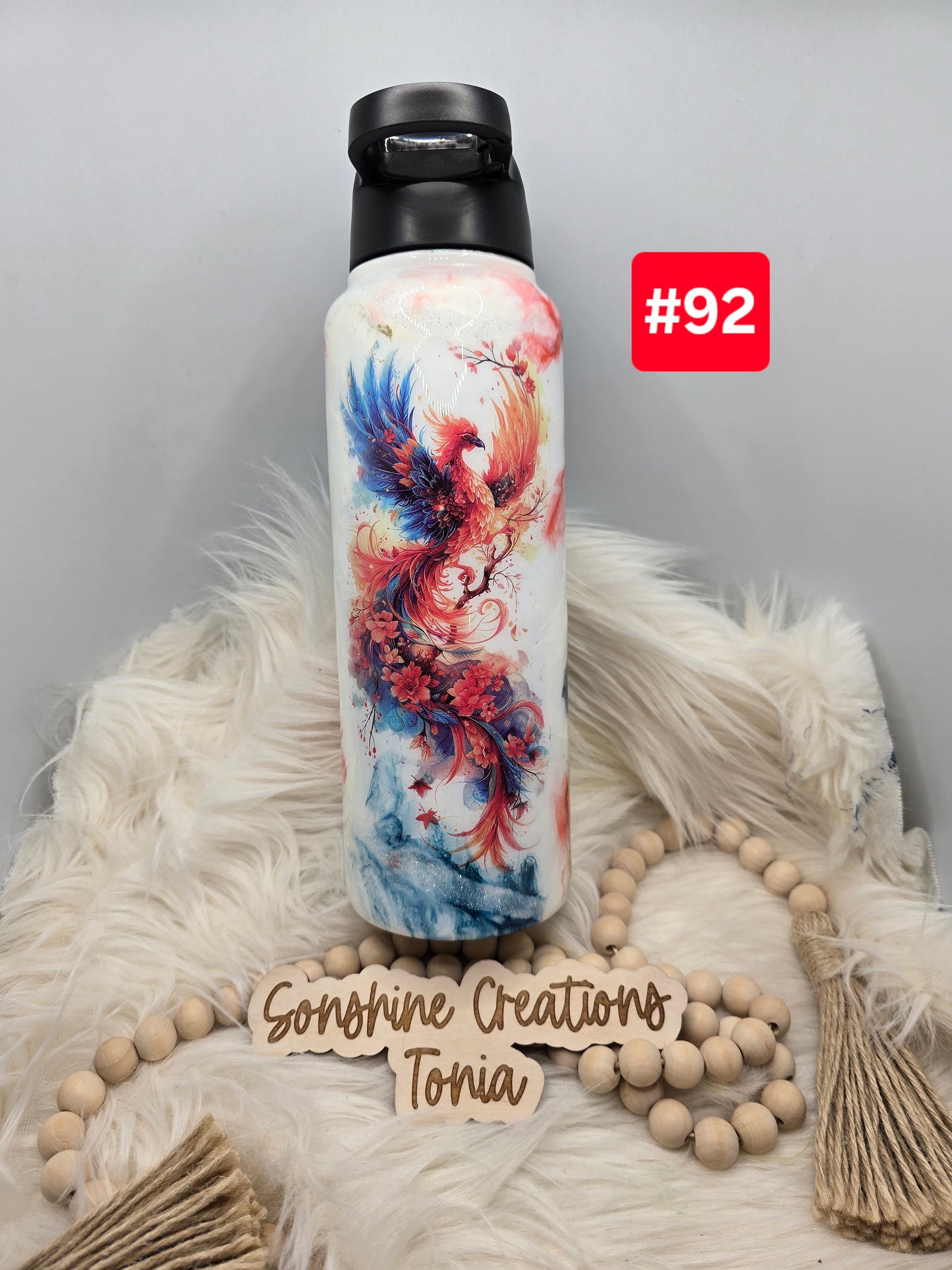#92 Live Sale 2/01/2026 - 40oz Hydro- Phoenix tattoo- Blue coral elegance