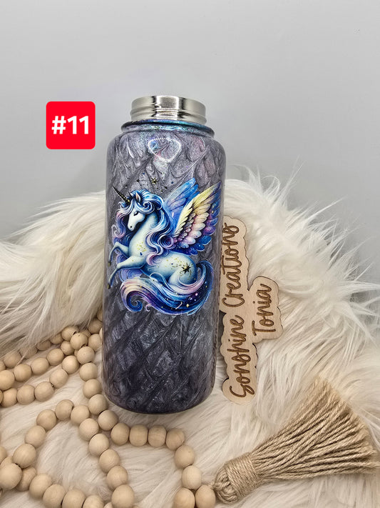 LIVE SALE 5/042025 - #11 32oz hydro sport duo: Peacock technique with unicorn