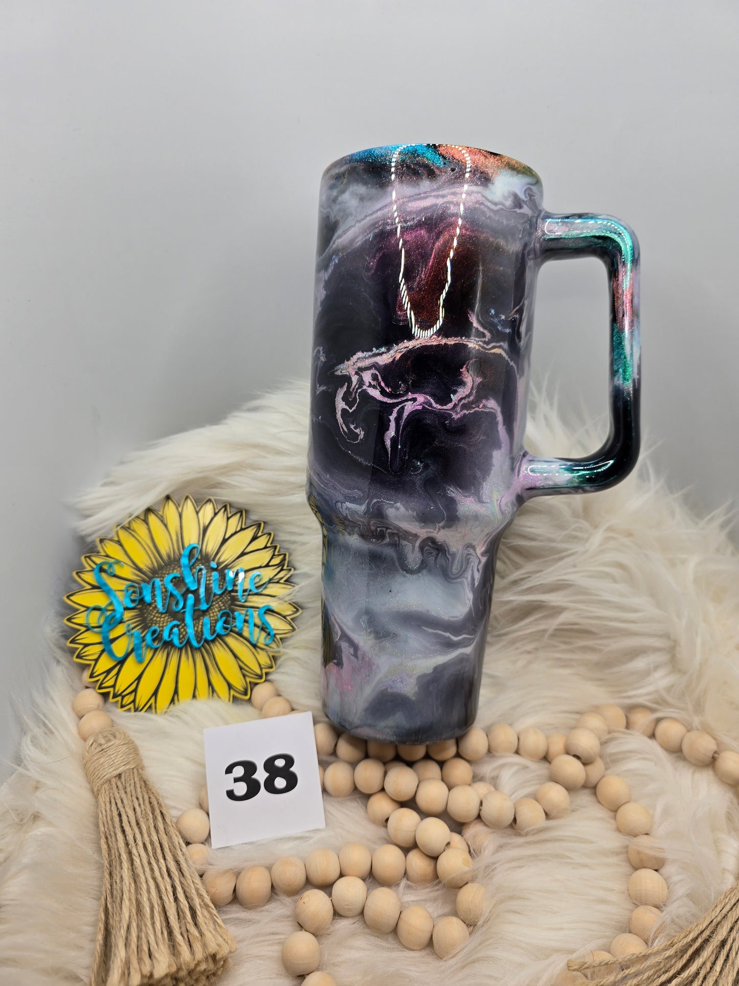 #38- 40oz Handle- WC diamond ink nebula- Love