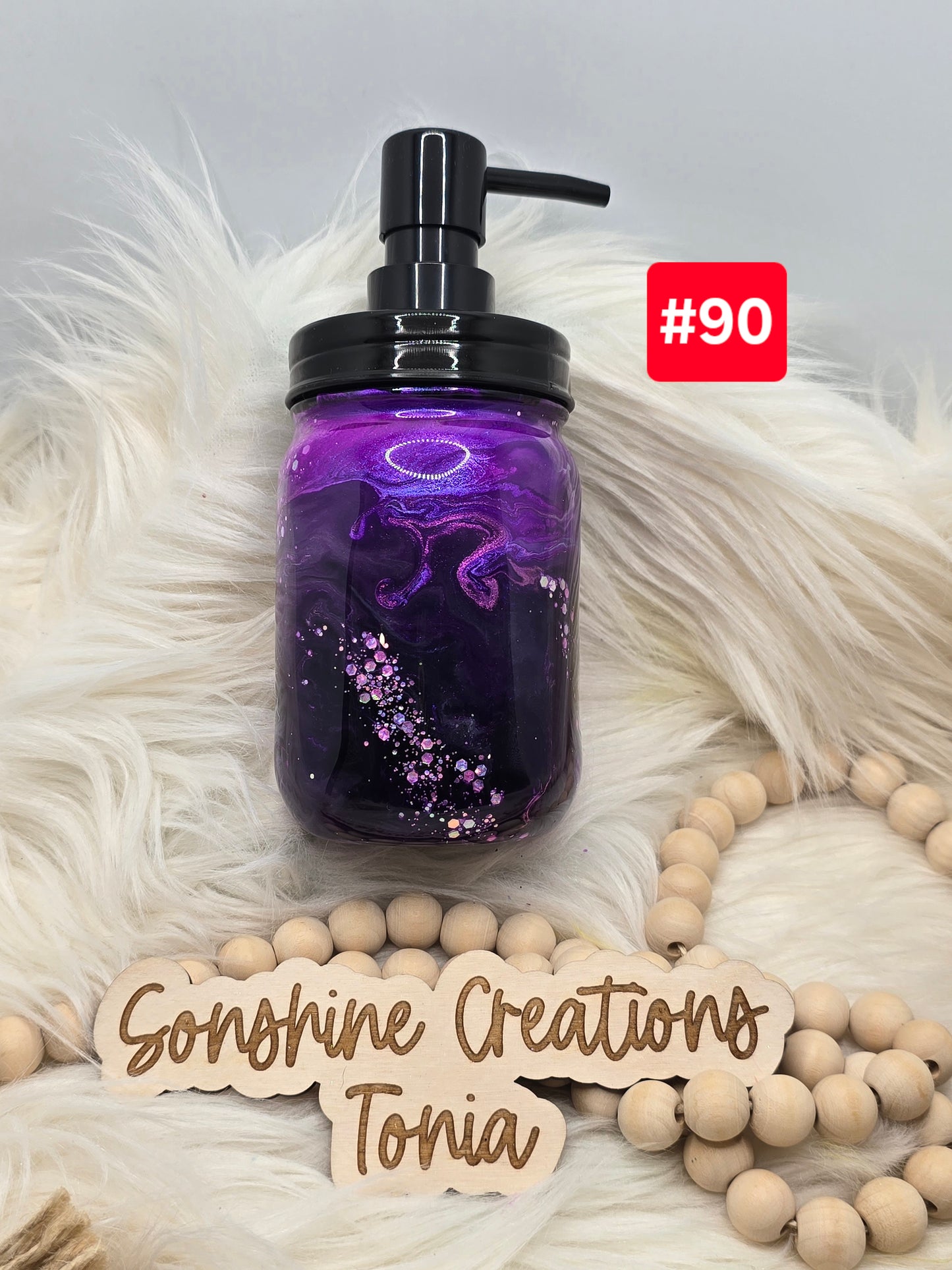 #90 Live Sale 2/01/2026 - 16oz Glass soap dispenser- Purple Rain
