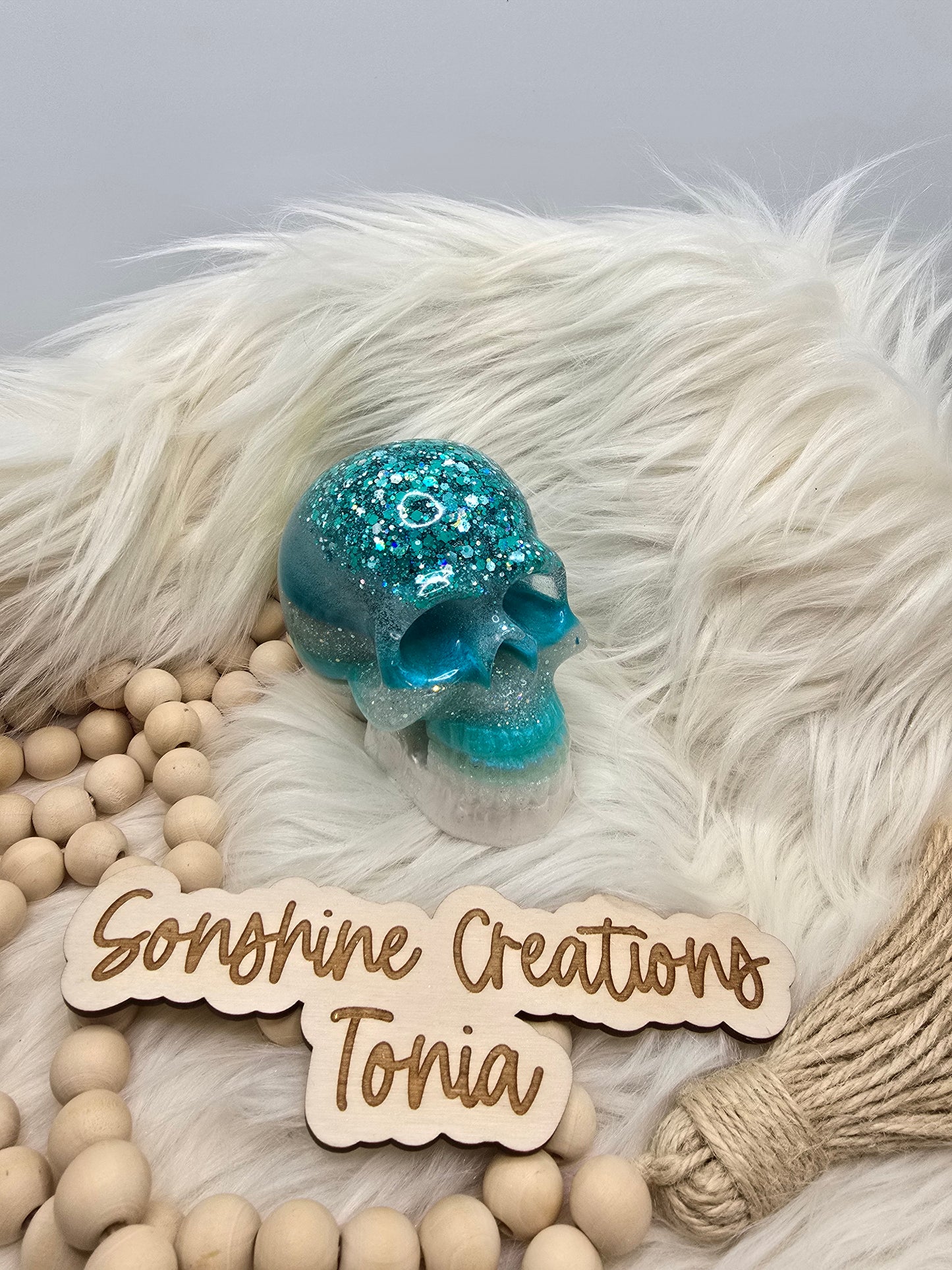 LIVE SALE 5/042025 -Epoxy skull: Teal
