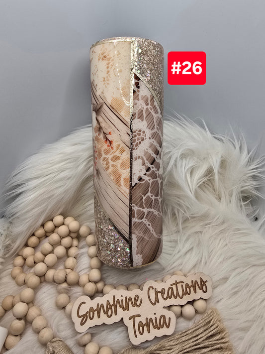 #26- Live Sale 07/13/2025 -  30oz skinny- Neutral flowers/lace mixed media