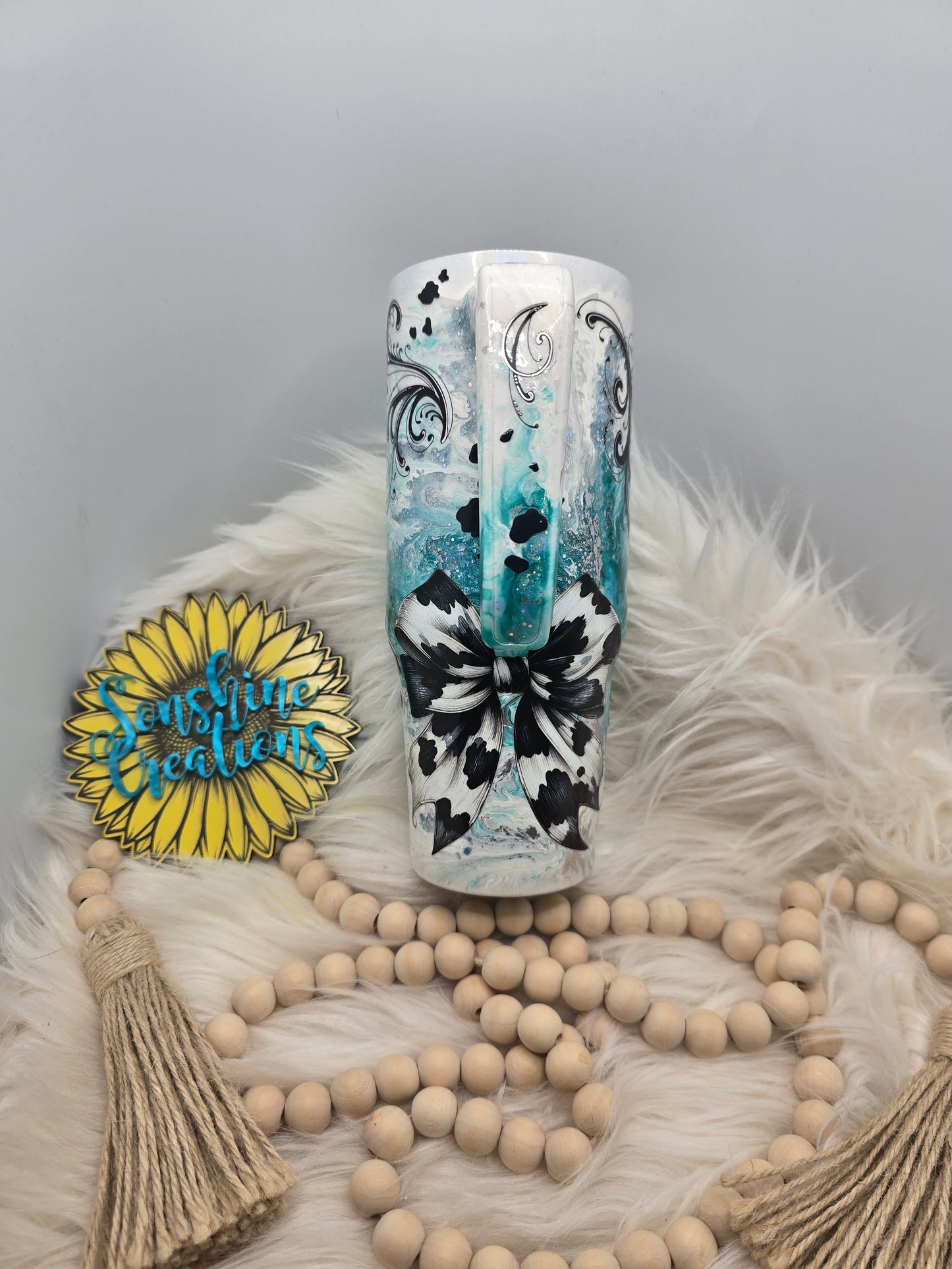 30oz grippy- Teal western Gaudy