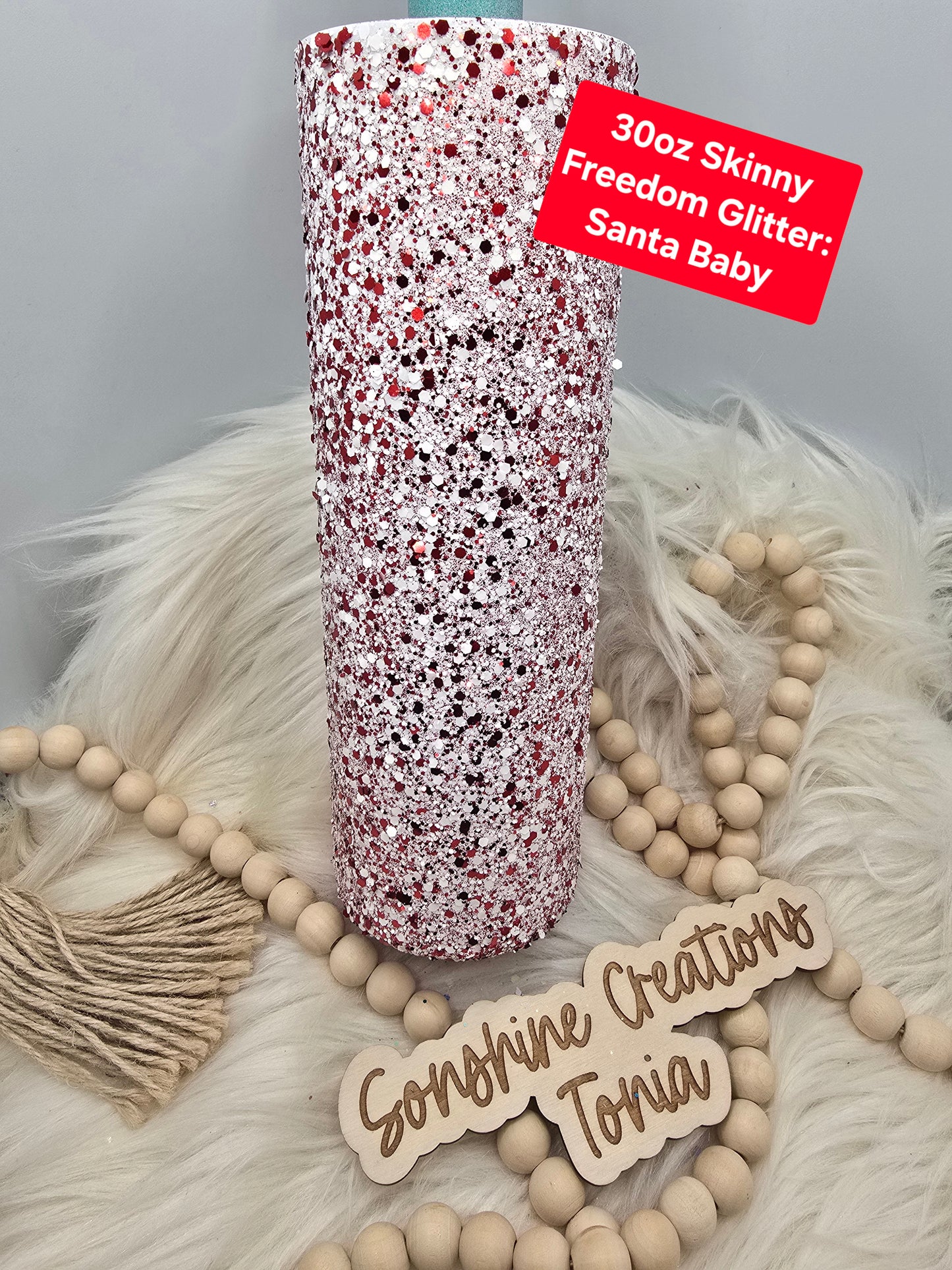 LIVE HYDRO DIP BASE 11/04/2025- 30oz Skinny- Freedom Glitter: Santa Baby