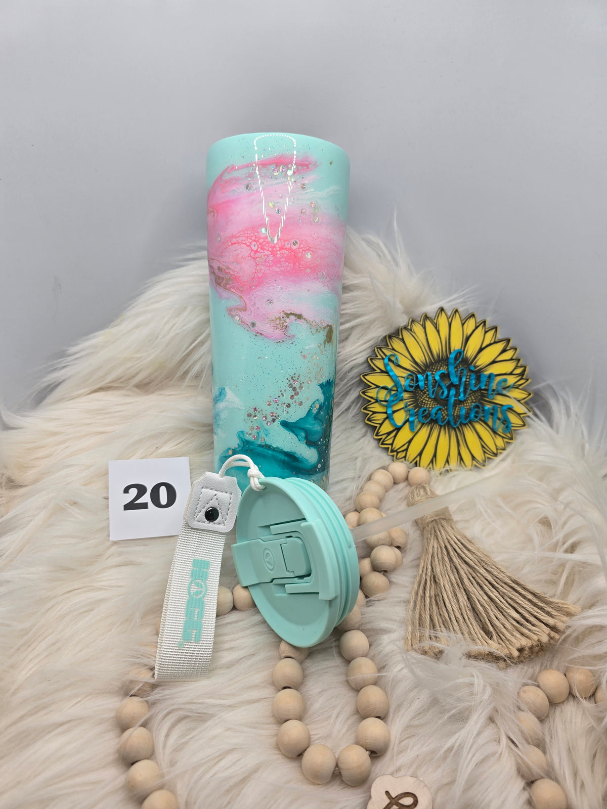 #20 - 24oz Dual Flip with Mint lid - Hello Autumn - Ink Swirl