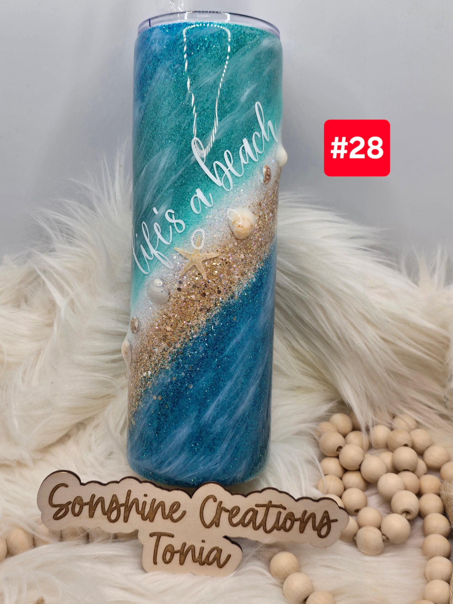#28 Live Sale 2/01/2026 - 30oz Skinny- Beach milkyway w/ sea shells- Life's a beach