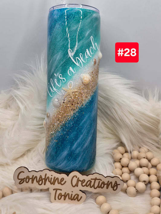 #28 Live Sale 2/01/2026 - 30oz Skinny- Beach milkyway w/ sea shells- Life's a beach