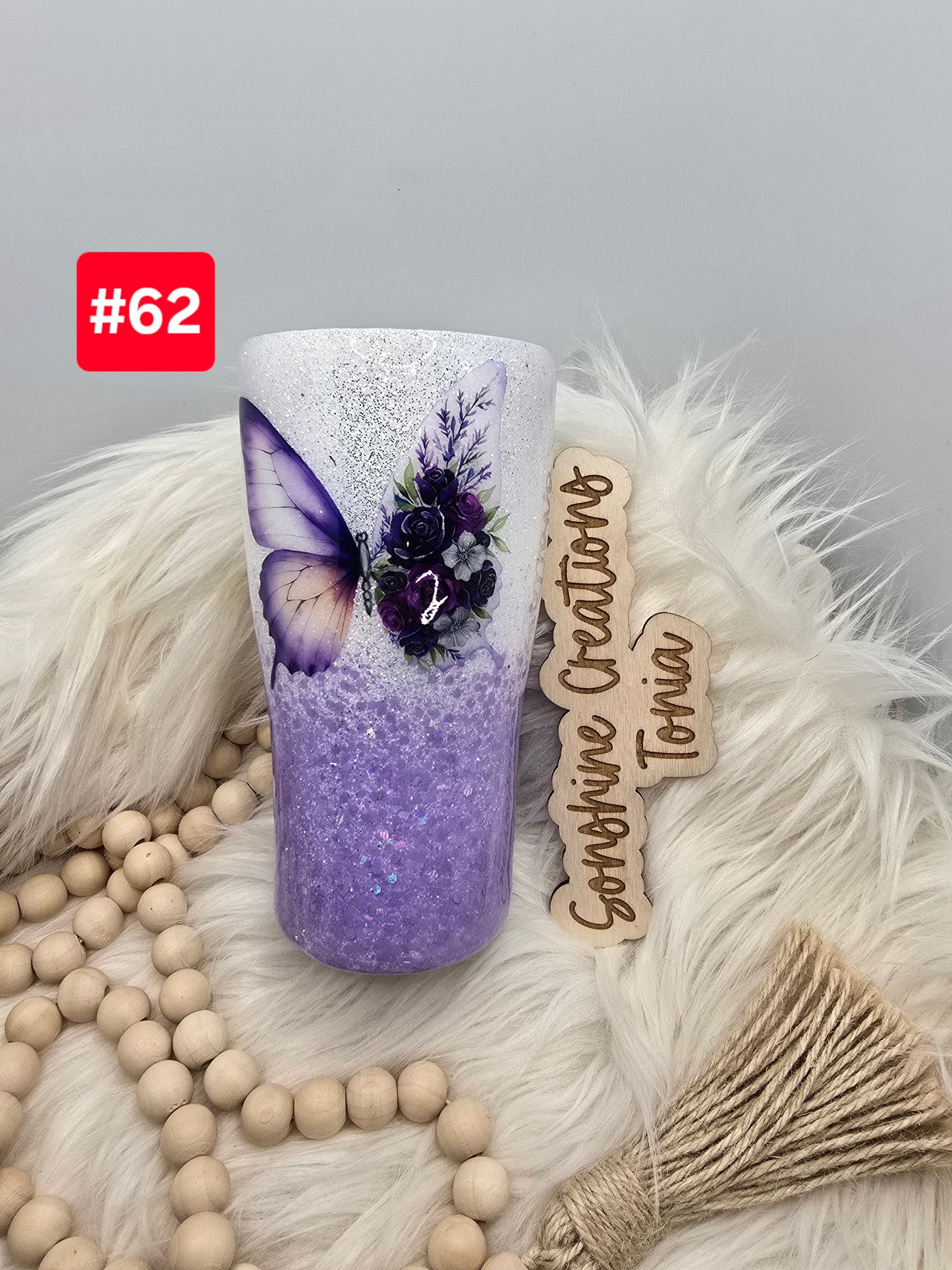 LIVE SALE 5/042025 - #62- 20oz Curve: ombre Purple butterfly