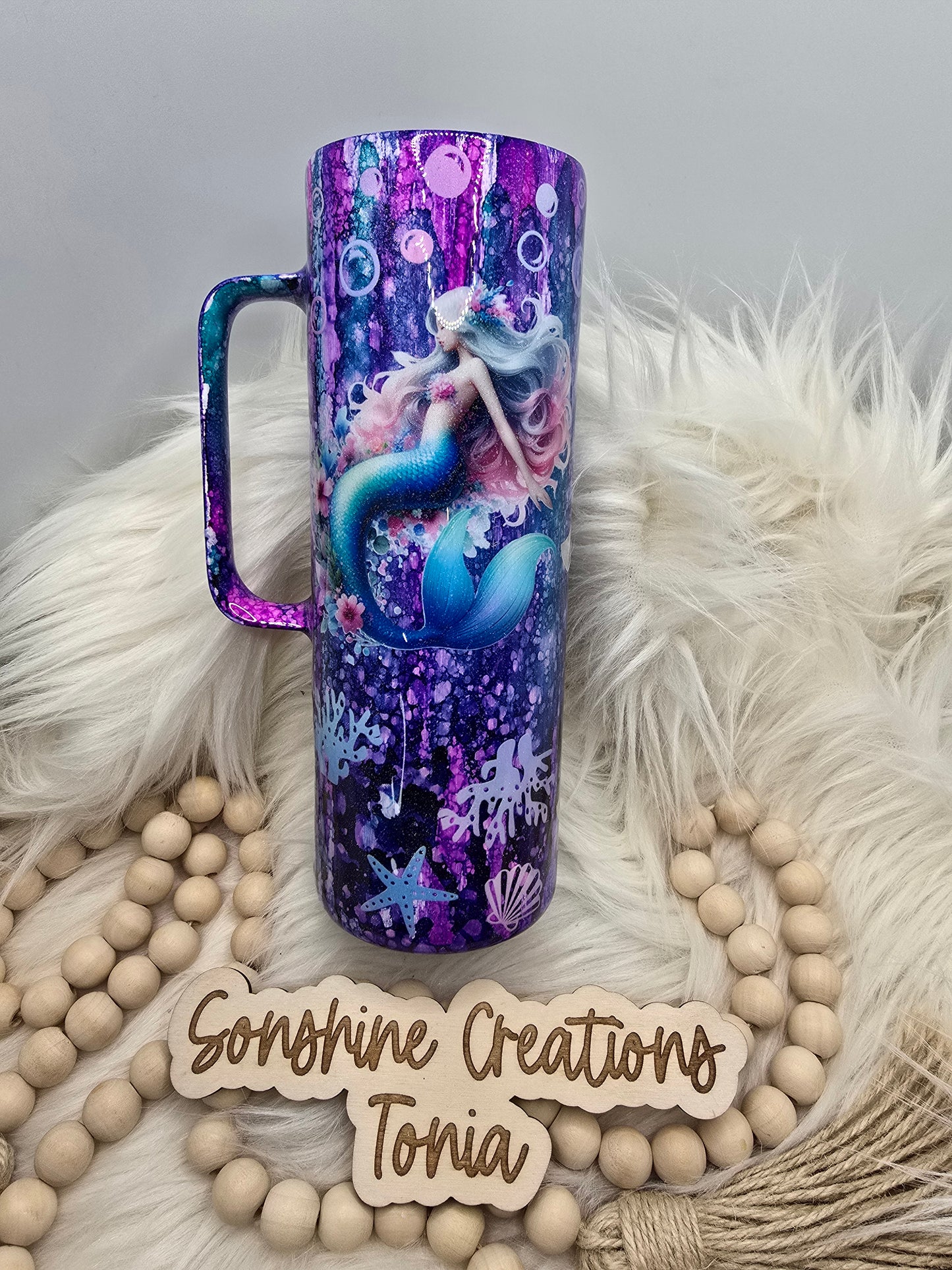 Birthday Drop 06/06/2025 -20oz Skinny Handle- Rustic Raindrop Mermaid